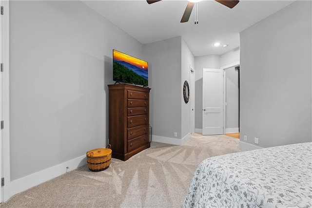 4915 NW Canyon Ct, Lees Summit, MO 64064 - bedroom with carpet, a ceiling fan, and recessed lighting