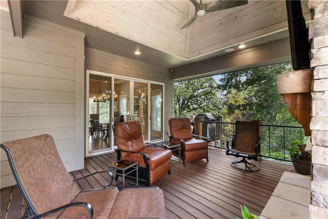 4915 NW Canyon Ct, Lees Summit, MO 64064 - wooden deck featuring ceiling fan