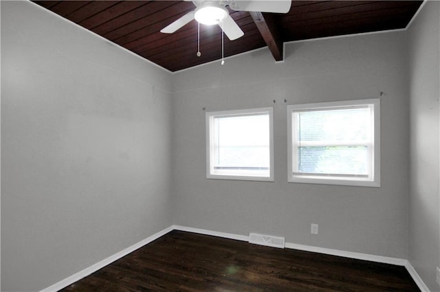12507 E 46th Ter S, Independence, MO 64055 - empty room featuring a ceiling fan, wooden ceiling, and dark wood finished floors