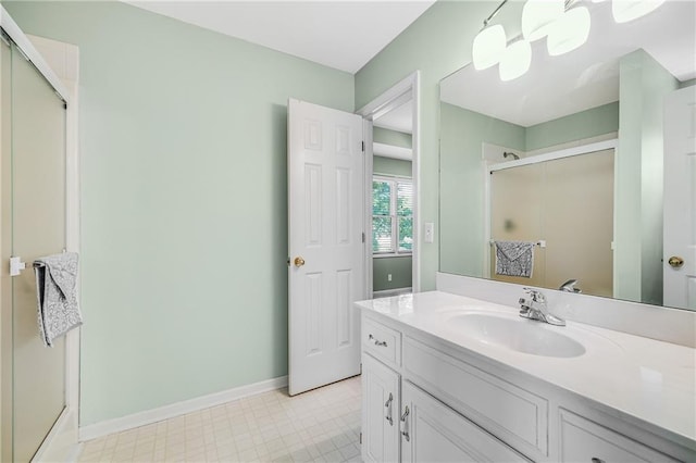 1617 Summit Valley Ln, Lees Summit, MO 64081 - bathroom featuring a shower stall, vanity, and tile patterned floors