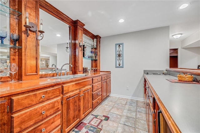 1617 Summit Valley Ln, Lees Summit, MO 64081 - bathroom featuring vanity, stone finish flooring, and recessed lighting