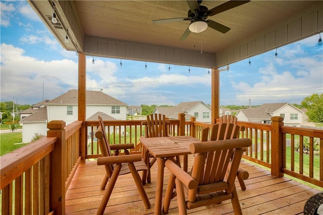 8604 NE 103rd St, Kansas City, MO 64157 - deck with a residential view and ceiling fan