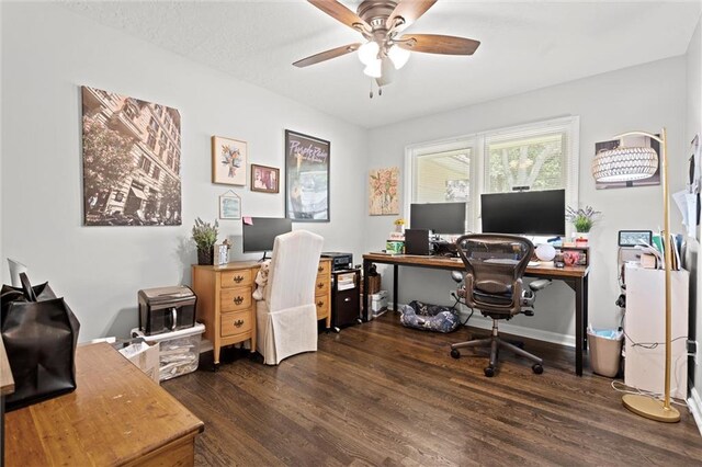 101 W 116th St, Kansas City, MO 64114 - office area featuring ceiling fan and wood finished floors