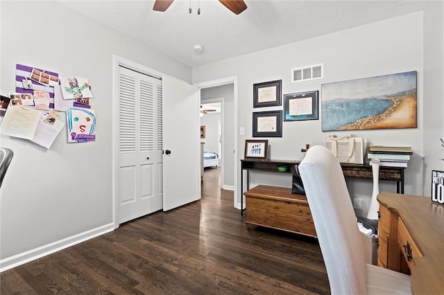 101 W 116th St, Kansas City, MO 64114 - office area with a ceiling fan and wood finished floors