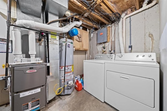 406 Crescent St, Lees Summit, MO 64063 - laundry room with water heater, independent washer and dryer, and electric panel