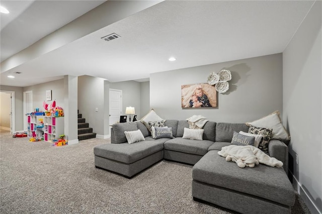 24631 W 126th St, Olathe, KS 66061 - carpeted living room with recessed lighting and stairs
