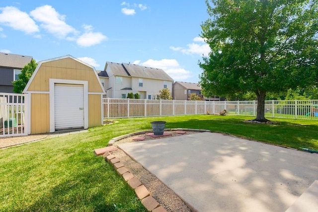 321 W Mockingbird St, Gardner, KS 66030 - fenced backyard with a shed, a patio, and a residential view