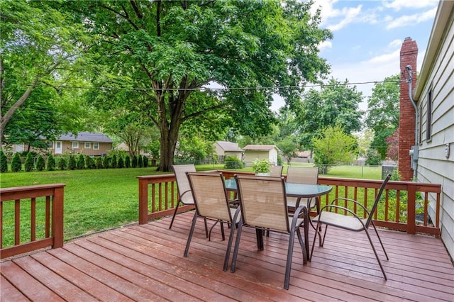 8039 Kessler St, Overland Park, KS 66204 - wooden deck featuring outdoor dining space and a fenced backyard
