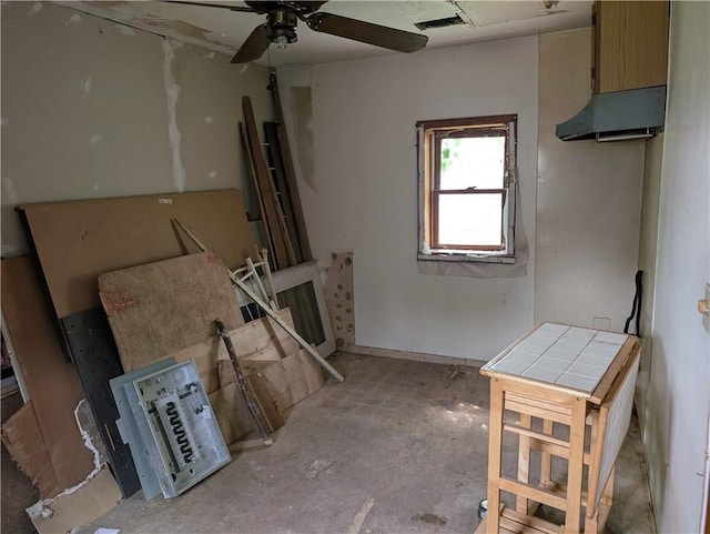 907 Scott Ave, Kansas City, KS 66105 - miscellaneous room with ceiling fan and concrete floors