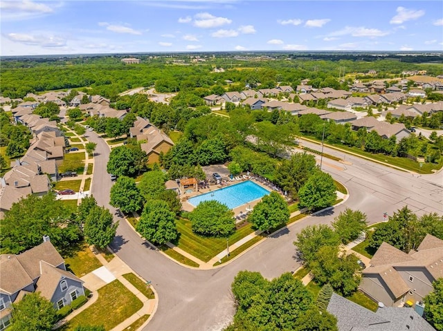 21502 W 98th Ter, Lenexa, KS 66220 - aerial perspective of suburban area featuring a pool