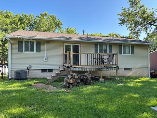 18105 E 18th Ter N, Independence, MO 64058 - rear view of property with a lawn and a deck