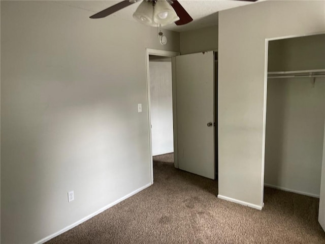 3212 Canterbury Rd, Blue Springs, MO 64015 - unfurnished bedroom with carpet floors, a closet, and a ceiling fan