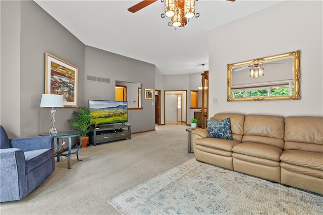 17014 E 45th St S, Independence, MO 64055 - living area featuring a ceiling fan and carpet flooring