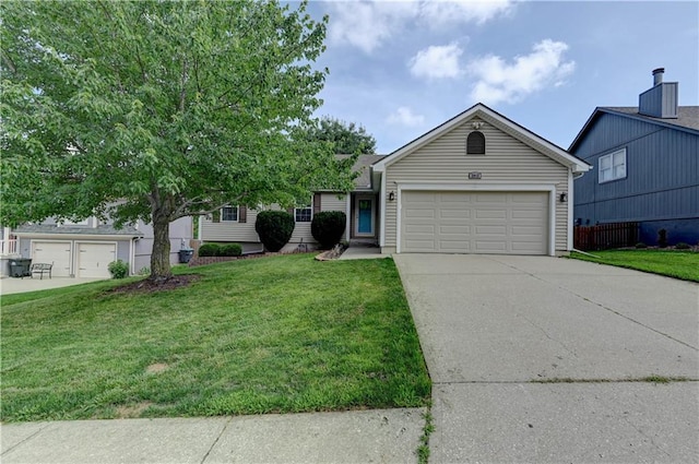 2013 NE Summerfield Ct, Blue Springs, MO 64029 - ranch-style home featuring a front yard, driveway, and a garage