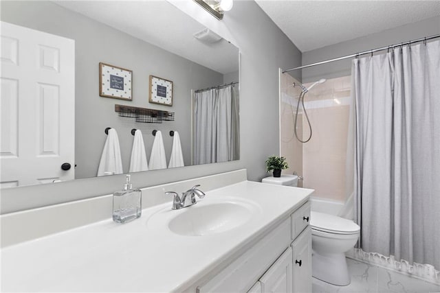 20586 W 220th St, Spring Hill, KS 66083 - bathroom featuring vanity, marble look tile flooring, shower / bathtub combination with curtain, and a textured ceiling