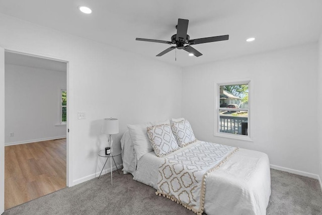 1233 S Pleasant St, Independence, MO 64055 - bedroom featuring carpet, recessed lighting, and a ceiling fan