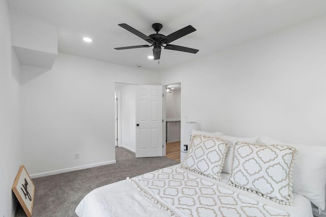 1233 S Pleasant St, Independence, MO 64055 - bedroom with carpet floors, recessed lighting, and ceiling fan