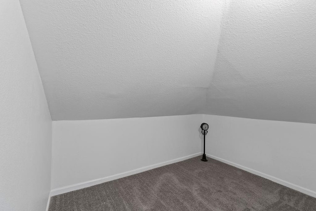 1233 S Pleasant St, Independence, MO 64055 - bonus room with lofted ceiling, a textured ceiling, and dark carpet