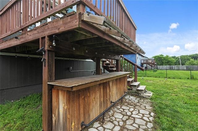 33145 W 88th Ter, De Soto, KS 66018 - view of yard featuring stairway and a wooden deck