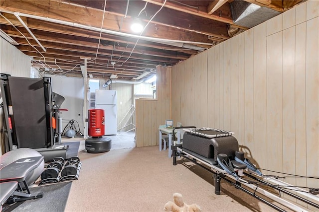 702 Green St, Lees Summit, MO 64063 - exercise area with wood walls and carpet