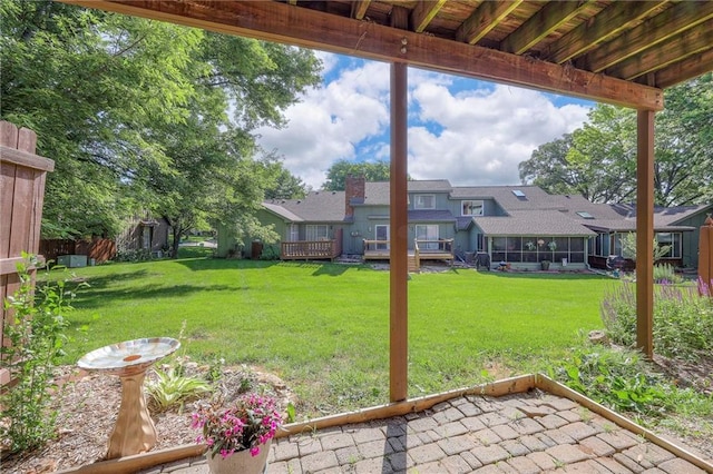 7103 Mastin St, Merriam, KS 66203 - view of grassy yard with a patio area