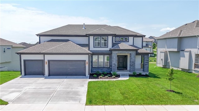 6126 Lewis Dr, Shawnee, KS 66226 - view of front of home featuring roof with shingles, an attached garage, concrete driveway, and a front lawn