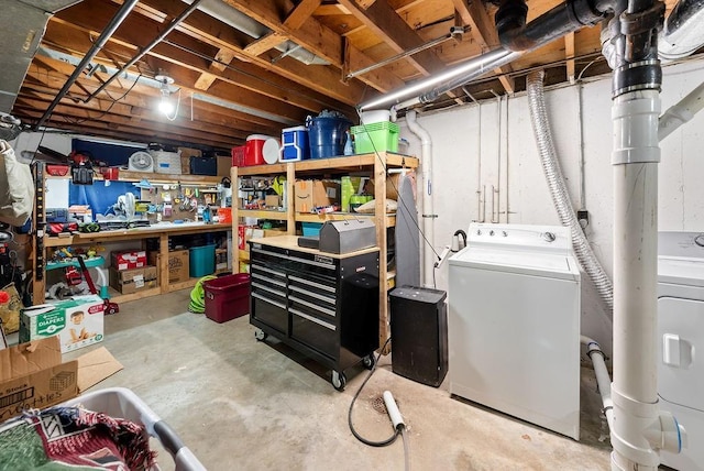 14224 E 36th St, Independence, MO 64055 - unfinished below grade area with separate washer and dryer and a workshop area