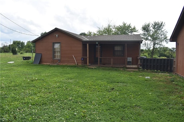 21570 Mclouth Rd, Mc Louth, KS 66054 - back of property featuring a lawn and log veneer siding