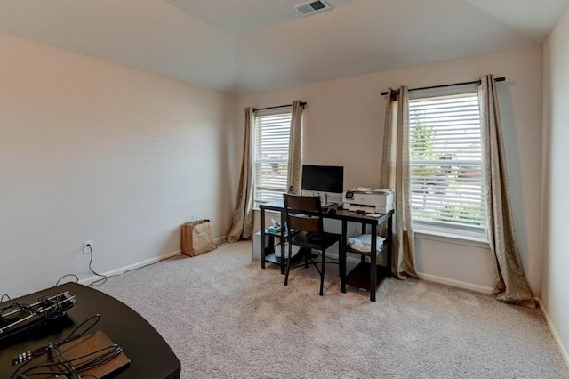8025 SE 6th Ter, Blue Springs, MO 64014 - office space with healthy amount of natural light, carpet, and vaulted ceiling