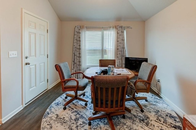8025 SE 6th Ter, Blue Springs, MO 64014 - office area with vaulted ceiling and dark wood finished floors