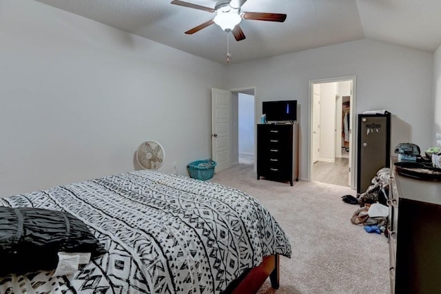 8025 SE 6th Ter, Blue Springs, MO 64014 - carpeted bedroom featuring vaulted ceiling and a ceiling fan