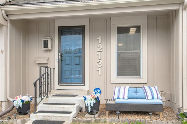 12131 W 82nd Ter, Lenexa, KS 66215 - property entrance with board and batten siding