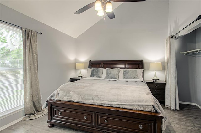12131 W 82nd Ter, Lenexa, KS 66215 - bedroom featuring lofted ceiling, wood finished floors, and a ceiling fan