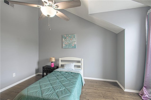 12131 W 82nd Ter, Lenexa, KS 66215 - bedroom featuring wood finished floors, lofted ceiling, and a ceiling fan