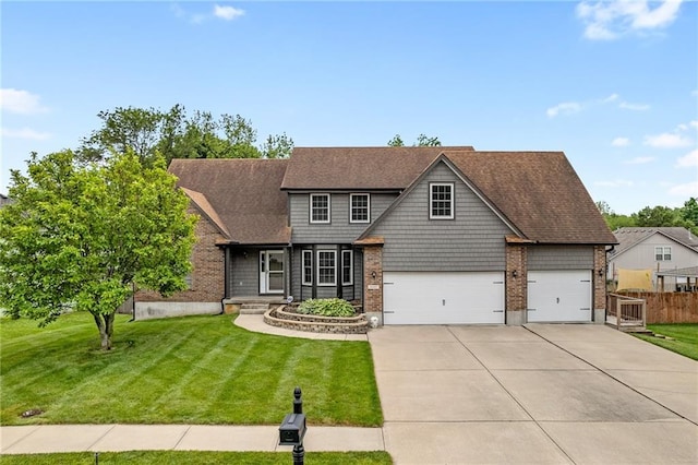 18807 E 34th St, Independence, MO 64057 - view of front of property with concrete driveway, an attached garage, and brick siding