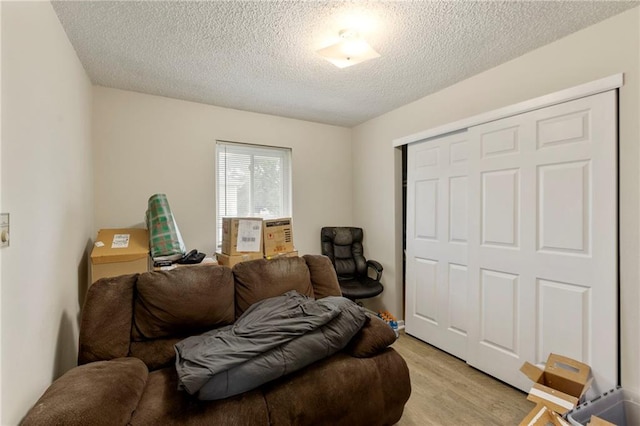 301-A N 3rd St, Odessa, MO 64076 - living room with light wood-type flooring and a textured ceiling