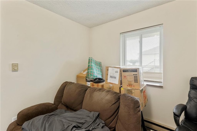 301-A N 3rd St, Odessa, MO 64076 - sitting room with a textured ceiling and a baseboard heating unit