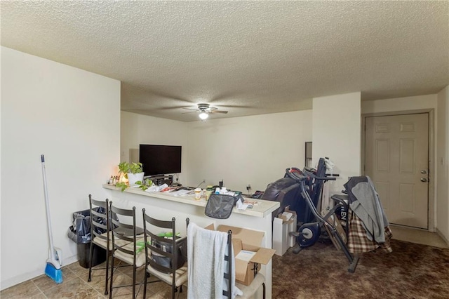 301-A N 3rd St, Odessa, MO 64076 - office with a textured ceiling and a ceiling fan