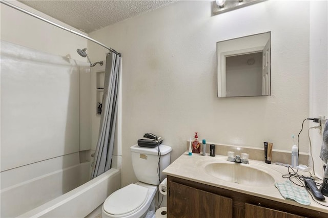 301-A N 3rd St, Odessa, MO 64076 - bathroom featuring a textured ceiling, vanity, and shower / tub combo