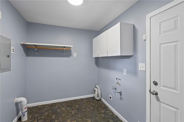 801 NE 67th Ter, Gladstone, MO 64118 - laundry area featuring hookup for an electric dryer, electric panel, cabinet space, hookup for a washing machine, and hookup for a gas dryer