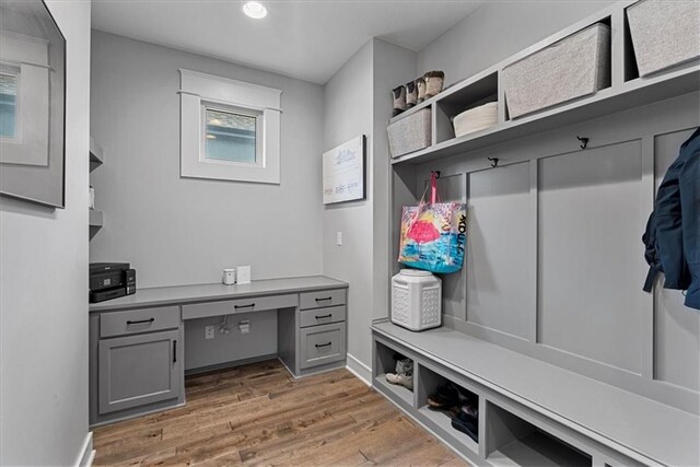 1013 Old Hickory Rd, Greenwood, MO 64034 - mudroom featuring light wood-style floors and recessed lighting