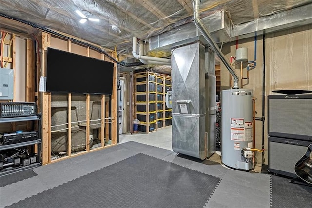 1013 Old Hickory Rd, Greenwood, MO 64034 - unfinished below grade area with water heater, heating unit, and electric panel