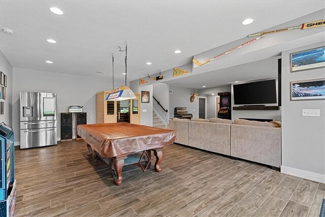 1013 Old Hickory Rd, Greenwood, MO 64034 - game room with wood finished floors, billiards, and recessed lighting