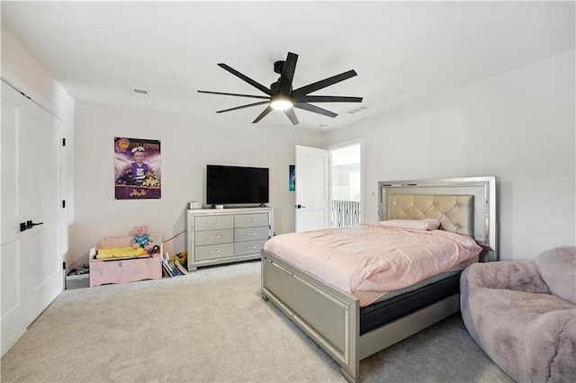 8422 NE 147th St, Liberty, MO 64068 - bedroom with light carpet and a ceiling fan