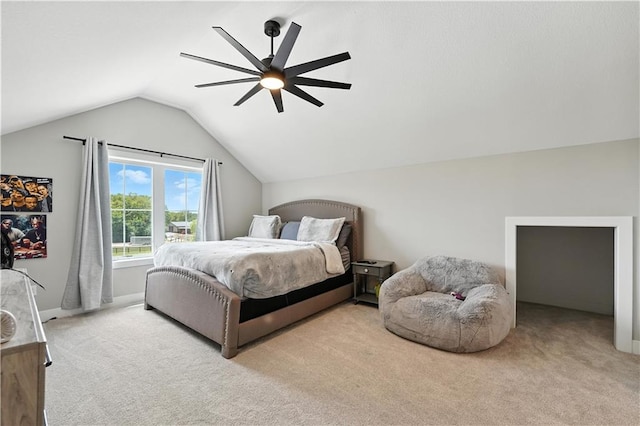 8422 NE 147th St, Liberty, MO 64068 - bedroom featuring light carpet, lofted ceiling, and ceiling fan