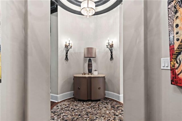11110 W 146th Ter, Overland Park, KS 66221 - bathroom with a chandelier and baseboards