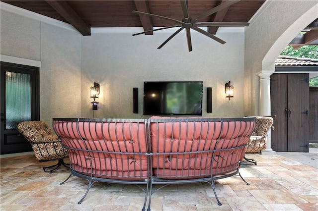 11110 W 146th Ter, Overland Park, KS 66221 - view of patio with a ceiling fan and an outdoor living space