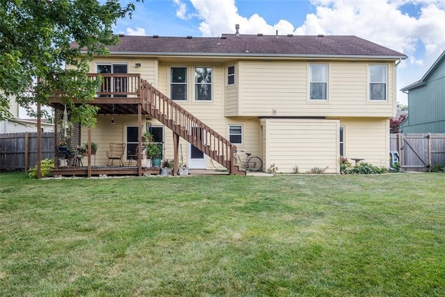 190 W Colleen Ct, Gardner, KS 66030 - rear view of house featuring a wooden deck, a fenced backyard, and stairs