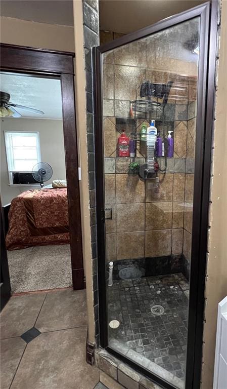 233 Main St, Osawatomie, KS 66064 - bathroom featuring a shower stall, ceiling fan, and ensuite bathroom