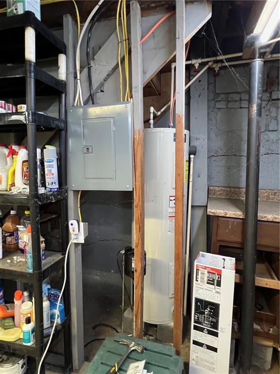 233 Main St, Osawatomie, KS 66064 - utility room featuring electric panel and water heater